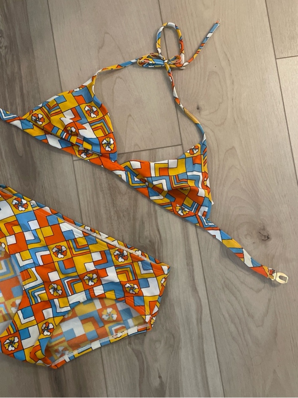 Kids Orange Geo Floral Bikini Set - Unbranded